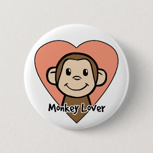 Badge Rond 5 Cm Amour mignon de singe de sourire de clipart