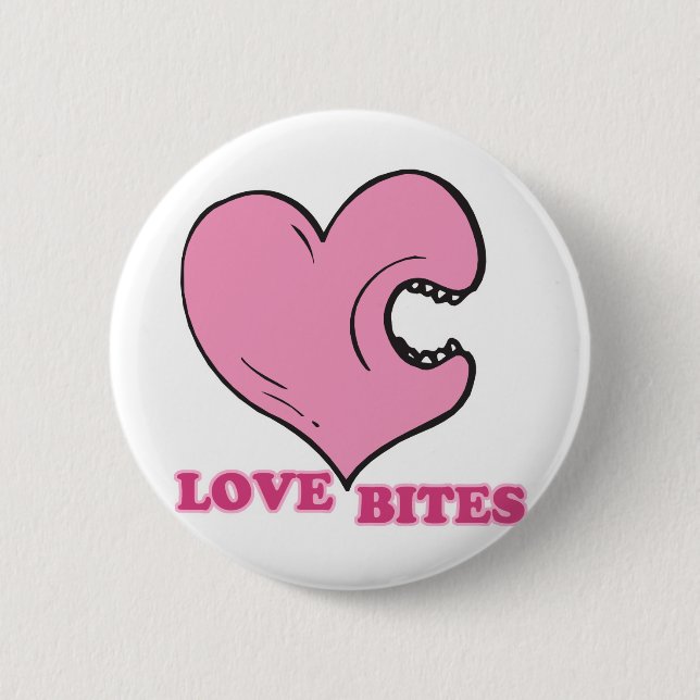Badge Rond 5 Cm amour mord coeur (Devant)