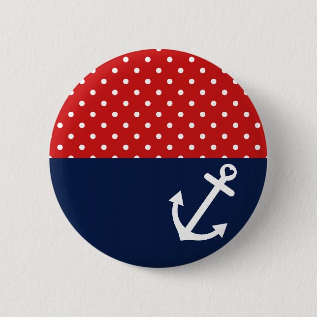 Badge Rond 5 Cm Amour nautique classique de point de polka (Devant)