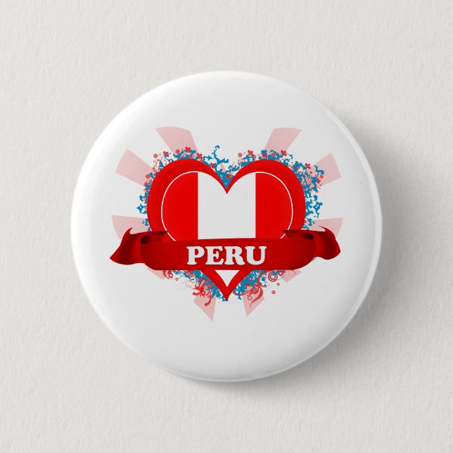 Badge Rond 5 Cm Amour Pérou du cru I (Devant)