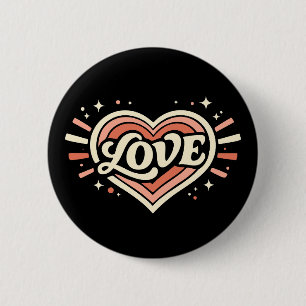 Badge Rond 5 Cm Amour Rétro Cœur Saint-Valentin Classique