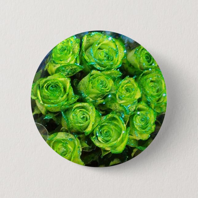 Badge Rond 5 Cm Amour romantique Vert Valentine Parties scintillan (Devant)