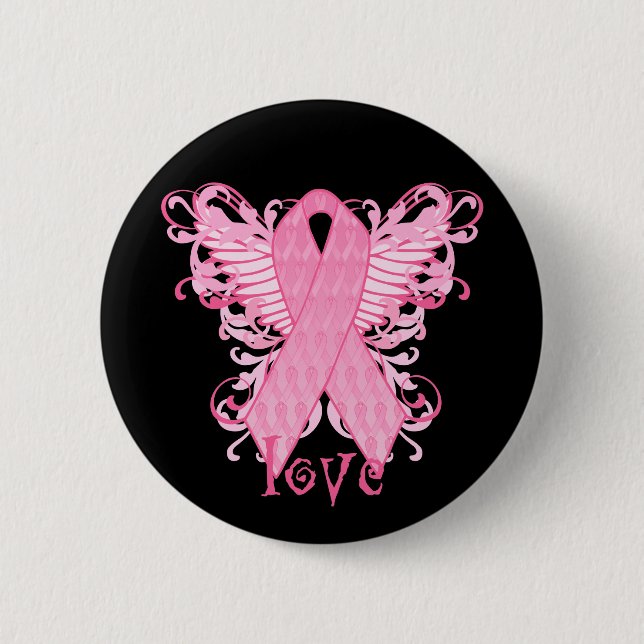Badge Rond 5 Cm Amour rose de ruban (Devant)