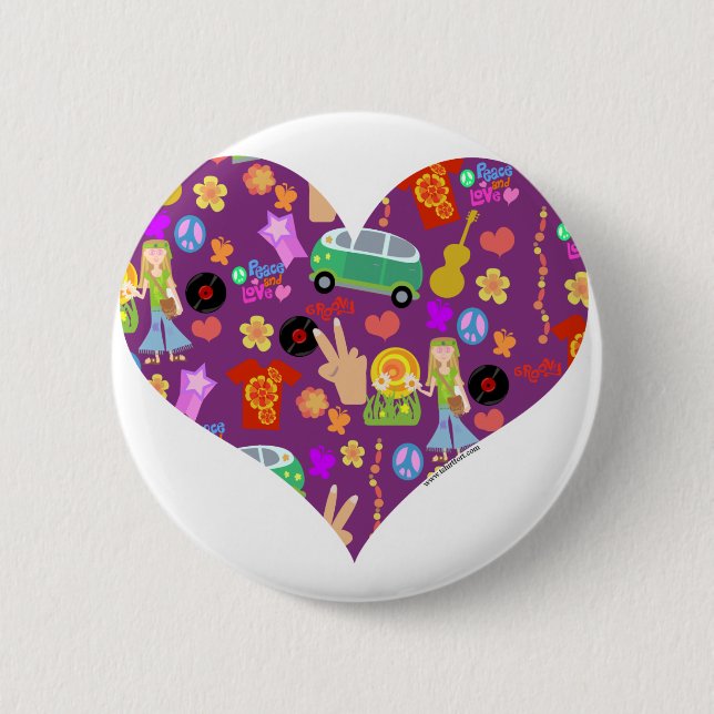 Badge Rond 5 Cm Amour super de pourpre des années 60 (Devant)
