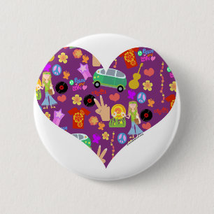 Badge Rond 5 Cm Amour super de pourpre des années 60