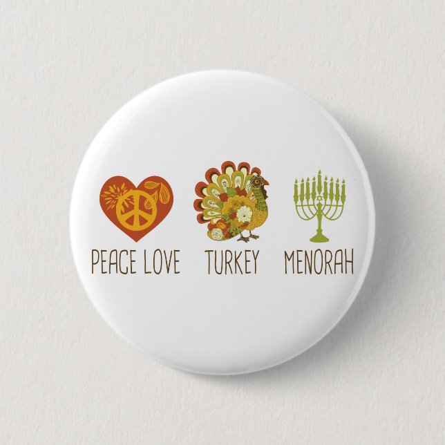 Badge Rond 5 Cm Amour Turquie Menorah de paix (Devant)