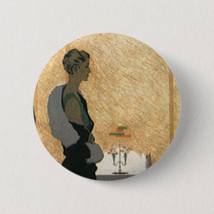 Badge Rond 5 Cm Amour vintage et romance, Couple Dîner Élégant