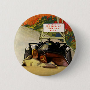 Badge Rond 5 Cm Amour Vintage, Route Fermée Procédez à Vos Propres