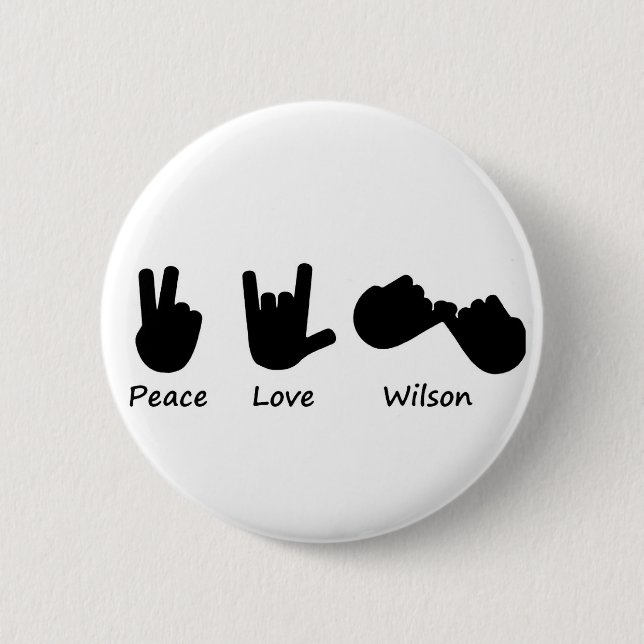 Badge Rond 5 Cm Amour Wilson de paix (Devant)