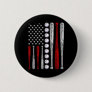 Badge Rond 5 Cm Amoureux de baseball Drapeau américain Fête de l'i