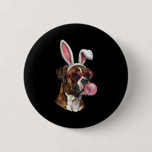 Badge Rond 5 Cm Amoureux de chien boxer lapin de Pâques 