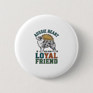 Badge Rond 5 Cm Amoureux de chiens australiens Art de berger gravé