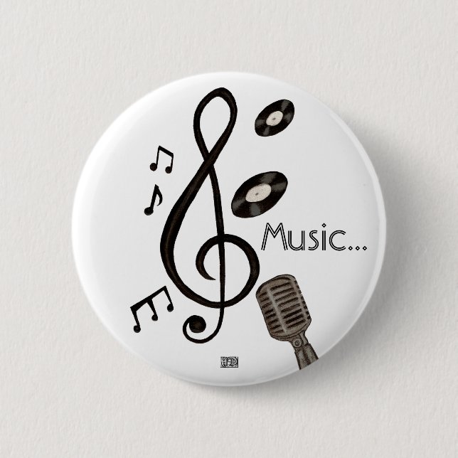 Badge Rond 5 Cm Amoureux de la musique (Devant)