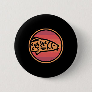 Badge Rond 5 Cm Amoureux de la pêche aux carpes rétro