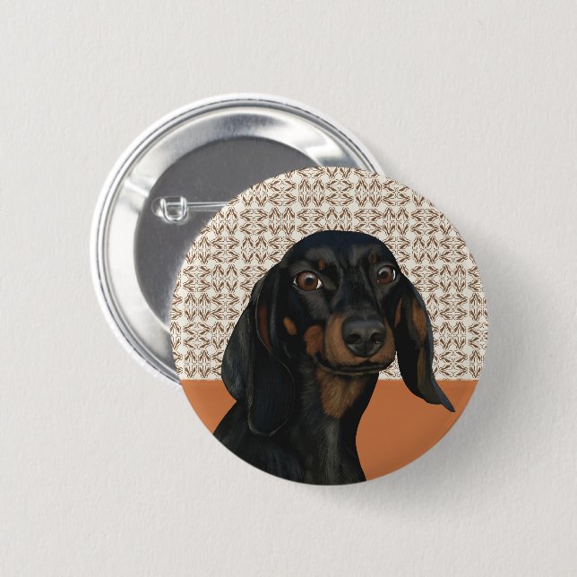 Badge Rond 5 Cm Amoureux de les chiens de Portrait de chien Dachsh (Devant & derrière)
