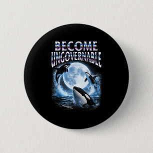 Badge Rond 5 Cm Amoureux des baleines orques mer océan animal devi