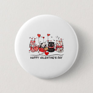 Badge Rond 5 Cm Amoureux des chats Kitten Joyeux Saint Valentin Ho