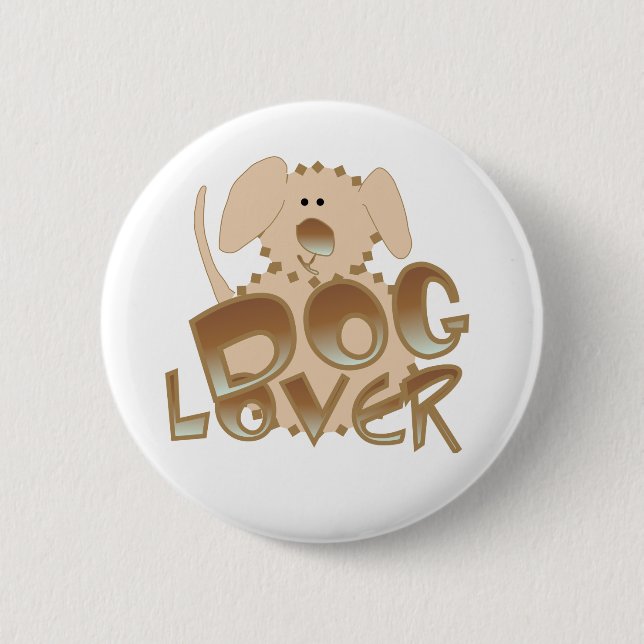 Badge Rond 5 Cm Amoureux des chiens Brown (Devant)
