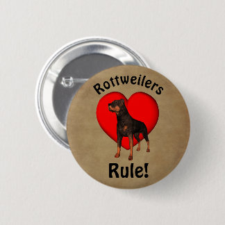 Badge Rond 5 Cm Amoureux des chiens de règle des Rottweilers