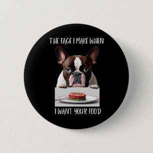 Badge Rond 5 Cm Amoureux des chiens Design Steak Diner Nourriture 