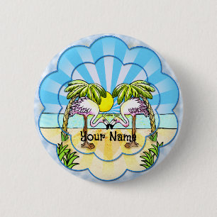 Badge Rond 5 Cm Amoureux des flamants roses