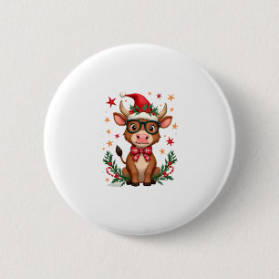 Badge Rond 5 Cm Amoureux des vaches des Highlands Chapeau de Père