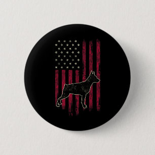 Badge Rond 5 Cm Amoureux du chien Miniature Pinscher Drapeau Améri