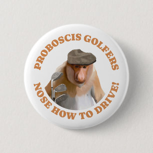 Badge Rond 5 Cm Amoureux du golf de singe Proboscis Funny