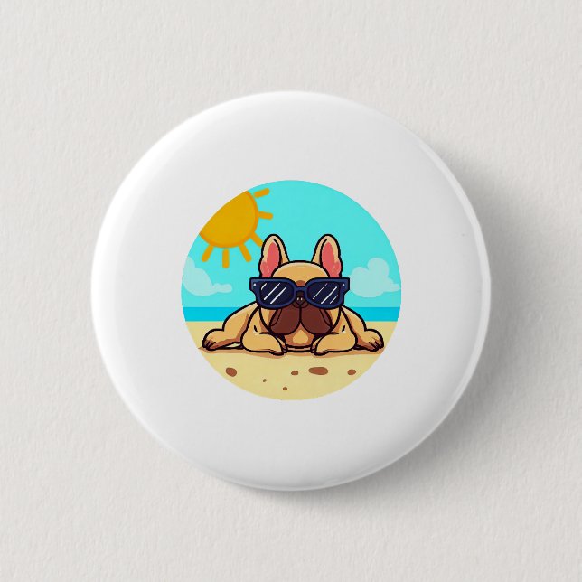 Badge Rond 5 Cm Amoureux français de Bulldog (Devant)