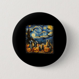 Badge Rond 5 Cm & Possum Halloween Automne Van Gogh Starry Nui