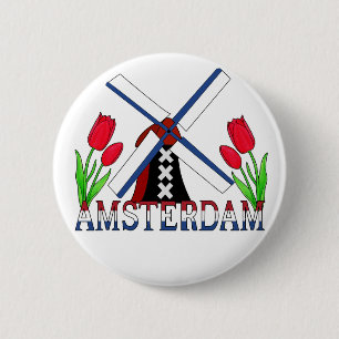 Badge Rond 5 Cm Amsterdam Pays-Bas