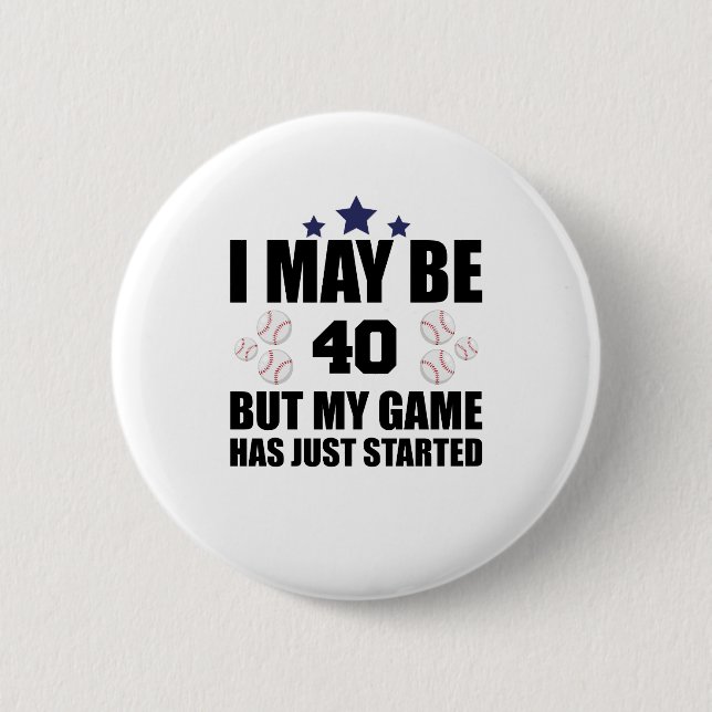 Badge Rond 5 Cm Amusant 40e anniversaire de base-ball Fan 40 ans d (Devant)