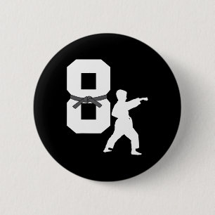 Badge Rond 5 Cm Amusant 8e anniversaire Karate Taekwondo 8 ans Gar