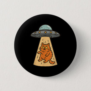 Badge Rond 5 Cm Amusant Alien Chat Enlèvement Ufo vaisseau spatial