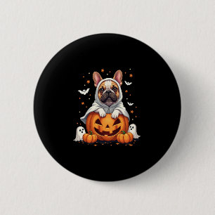 Badge Rond 5 Cm Amusant anglais Bulldog Ghost Boo Halloween femmes