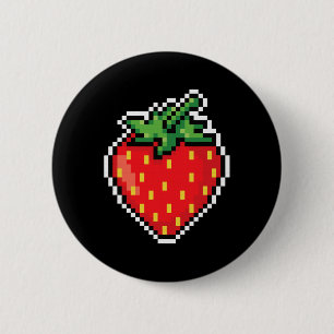 Badge Rond 5 Cm Amusant Costume d'Halloween Pixel fraise 80s