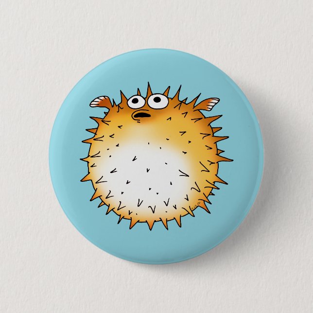 Badge Rond 5 Cm Amusant dessin animé Puffer Poisson Design (Devant)