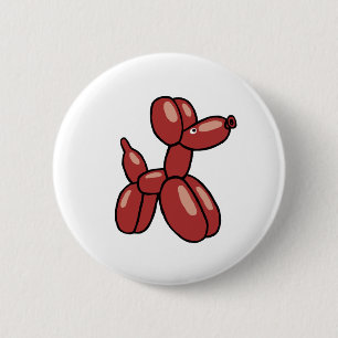 Badge Rond 5 Cm Amusant, dessin de chien de ballon rouge