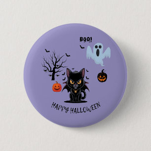 Badge Rond 5 Cm Amusant Éffrayant Vampire Cat Halloween