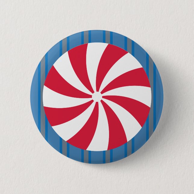 Badge Rond 5 Cm Amusant et fantaisie Bleu Noël Peppermenthe Bonbon (Devant)