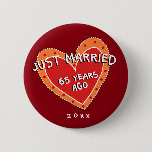 Badge Rond 5 Cm Amusant et romantique 65e anniversaire