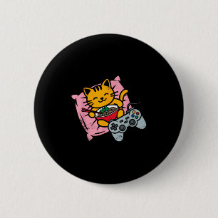 Badge Rond 5 Cm Amusant gamer chat Ramen Kawaii jeux femmes japona