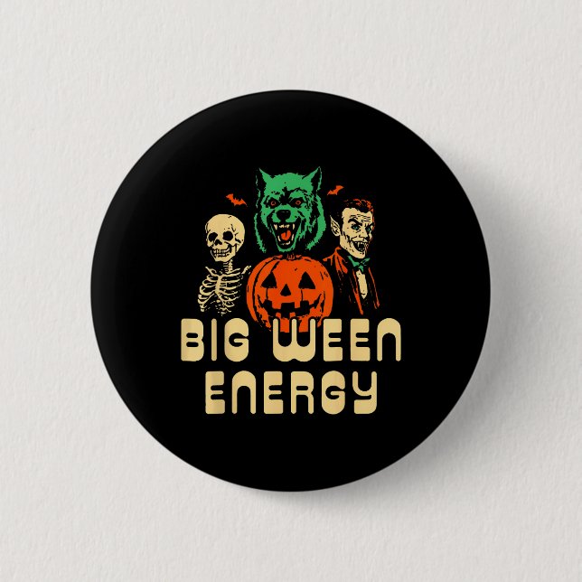Badge Rond 5 Cm Amusant Halloween Big Ween Energy Uni (Devant)