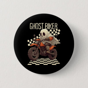 Badge Rond 5 Cm Amusant Halloween Ghost Biker sur moto