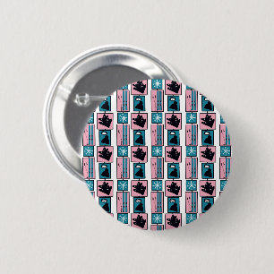Badge Rond 5 Cm Amusant hiver. Skis et accessoires par jour enneig