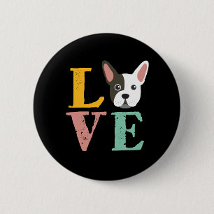 Badge Rond 5 Cm Amusant, j'aime le chien des taureaux français, j'