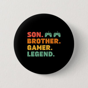 Badge Rond 5 Cm Amusant Joueur Frère Son Joueur Légende Hommes