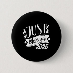 Badge Rond 5 Cm Amusant Juste Marié 2025 Mignonne Mariée Et Groom 