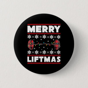 Badge Rond 5 Cm Amusant Merry Liftmas Noël Gymnastique Fitness Cad