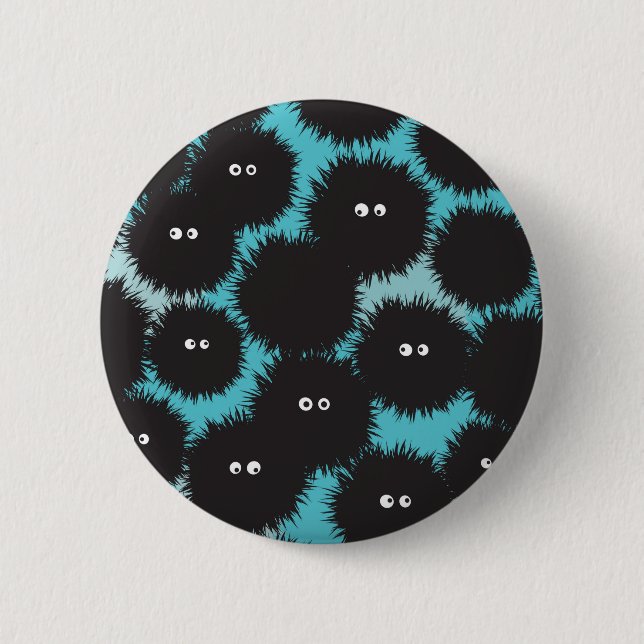 Badge Rond 5 Cm Amusant monstres noirs moelleux (Devant)